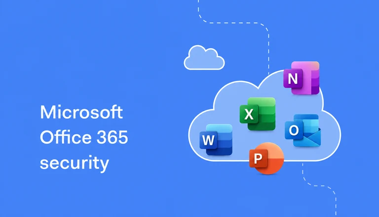 Microsoft 365 security graphic showing Microsoft 365 apps inside a cloud
